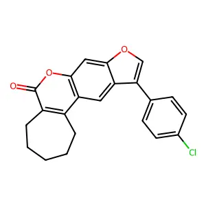 11-(4-chlorophenyl)-2,3,4,5-tetrahydrocyclohepta[c]furo[3,2-g]chromen-6(1H)-one structure