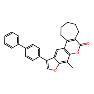 11-(4-biphenylyl)-8-methyl-2,3,4,5-tetrahydrocyclohepta[c]furo[3,2-g]chromen-6(1H)-one structure
