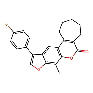 11-(4-bromophenyl)-8-methyl-2,3,4,5-tetrahydrocyclohepta[c]furo[3,2-g]chromen-6(1H)-one structure