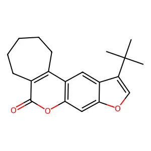 11-tert-butyl-2,3,4,5-tetrahydrocyclohepta[c]furo[3,2-g]chromen-6(1H)-one structure