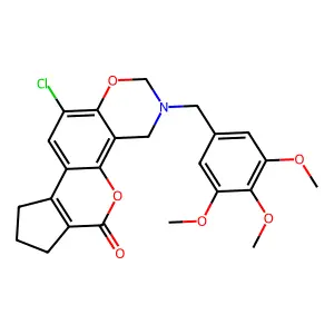 11-chloro-3-(3,4,5-trimethoxybenzyl)-3,4,8,9-tetrahydro-2H-cyclopenta[3,4]chromeno[8,7-e][1,3]oxazin-6(7H)-one structure