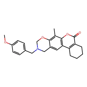 10-(4-methoxybenzyl)-7-methyl-1,2,3,4,10,11-hexahydro-5H,9H-benzo[3,4]chromeno[6,7-e][1,3]oxazin-5-one structure