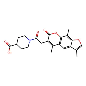 1-[(3,5,9-trimethyl-7-oxo-7H-furo[3,2-g]chromen-6-yl)acetyl]piperidine-4-carboxylic acid structure