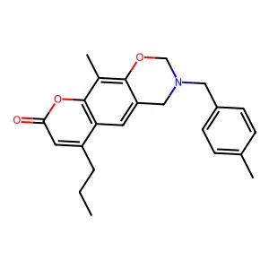 10-methyl-3-(4-methylbenzyl)-6-propyl-3,4-dihydro-2H,8H-chromeno[6,7-e][1,3]oxazin-8-one structure