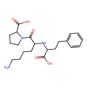 (2S)-1-[(2S)-6-amino-2-[[(1R)-1-carboxy-3-phenylpropyl]amino]hexanoyl]pyrrolidine-2-carboxylic acid structure
