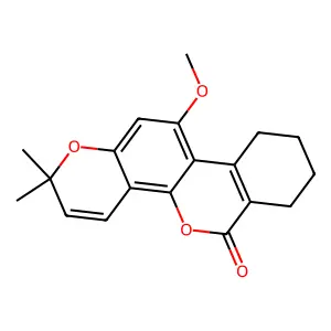 11-methoxy-2,2-dimethyl-7,8,9,10-tetrahydro-2H,6H-benzo[c]pyrano[2,3-h]chromen-6-one structure
