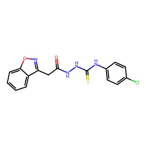 1-[[2-(1,2-benzoxazol-3-yl)acetyl]amino]-3-(4-chlorophenyl)thiourea structure