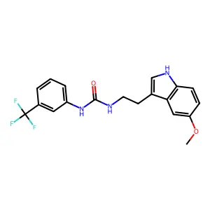1-[2-(5-methoxy-1H-indol-3-yl)ethyl]-3-[3-(trifluoromethyl)phenyl]urea structure
