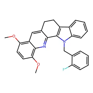 13-[(2-fluorophenyl)methyl]-8,11-dimethoxy-5,6-dihydroindolo[3,2-c]acridine structure