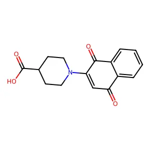 1-(1,4-dioxonaphthalen-2-yl)piperidine-4-carboxylic acid structure