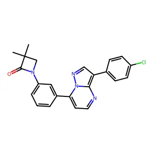 1-[3-[3-(4-chlorophenyl)pyrazolo[1,5-a]pyrimidin-7-yl]phenyl]-3,3-dimethylazetidin-2-one structure