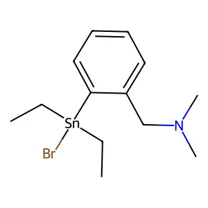 1-[2-[bromo(diethyl)stannyl]phenyl]-N,N-dimethylmethanamine structure