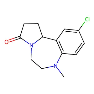 10-chloro-7-methyl-2,5,6,11b-tetrahydro-1H-pyrrolo[1,2-d][1,4]benzodiazepin-3-one structure