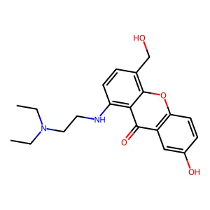 1-[2-(diethylamino)ethylamino]-7-hydroxy-4-(hydroxymethyl)xanthen-9-one structure