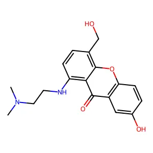 1-[2-(dimethylamino)ethylamino]-7-hydroxy-4-(hydroxymethyl)xanthen-9-one structure