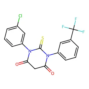1-(3-chlorophenyl)-2-sulfanylidene-3-[3-(trifluoromethyl)phenyl]-1,3-diazinane-4,6-dione structure