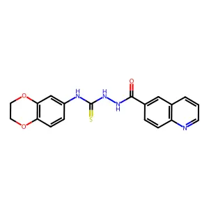 1-(2,3-dihydro-1,4-benzodioxin-6-yl)-3-(quinoline-6-carbonylamino)thiourea structure