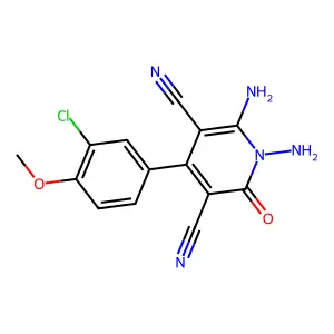 1,2-diamino-4-(3-chloro-4-methoxyphenyl)-6-oxopyridine-3,5-dicarbonitrile structure