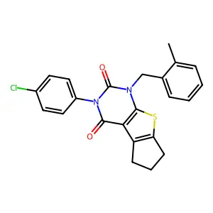 11-(4-chlorophenyl)-9-[(2-methylphenyl)methyl]-7-thia-9,11-diazatricyclo[6.4.0.02,6]dodeca-1(8),2(6)-diene-10,12-dione structure