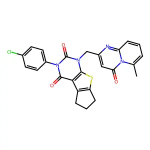 11-(4-chlorophenyl)-9-[(6-methyl-4-oxopyrido[1,2-a]pyrimidin-2-yl)methyl]-7-thia-9,11-diazatricyclo[6.4.0.02,6]dodeca-1(8),2(6)-diene-10,12-dione structure