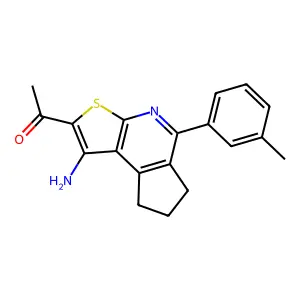 1-[3-amino-8-(3-methylphenyl)-5-thia-7-azatricyclo[7.3.0.02,6]dodeca-1(9),2(6),3,7-tetraen-4-yl]ethanone structure