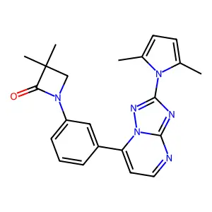 1-[3-[2-(2,5-dimethylpyrrol-1-yl)-[1,2,4]triazolo[1,5-a]pyrimidin-7-yl]phenyl]-3,3-dimethylazetidin-2-one structure