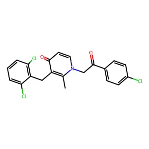 1-[2-(4-chlorophenyl)-2-oxoethyl]-3-[(2,6-dichlorophenyl)methyl]-2-methylpyridin-4-one structure