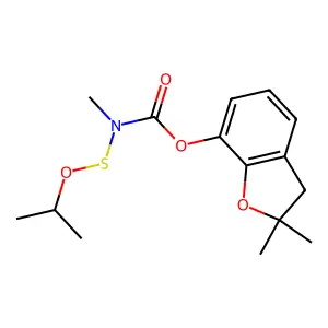 Carbamic acid, methyl((1-methylethoxy)thio)-, 2,3-dihydro-2,2-dimethyl-7-benzofuranyl ester structure