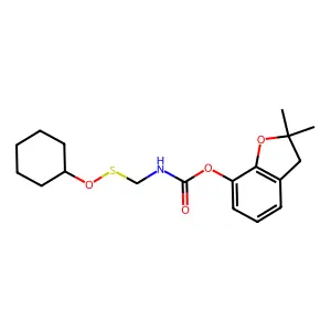 Carbamic acid, ((cyclohexyloxy)thio)methyl-, 2,3-dihydro-2,2-dimethyl-7-benzofuranyl ester structure