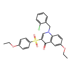 1-[(2-chlorophenyl)methyl]-6-ethoxy-3-(4-ethoxyphenyl)sulfonylquinolin-4-one structure