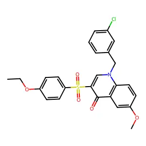 1-[(3-chlorophenyl)methyl]-3-(4-ethoxyphenyl)sulfonyl-6-methoxyquinolin-4-one structure