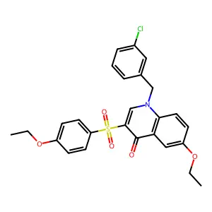 1-[(3-chlorophenyl)methyl]-6-ethoxy-3-(4-ethoxybenzenesulfonyl)-1,4-dihydroquinolin-4-one structure