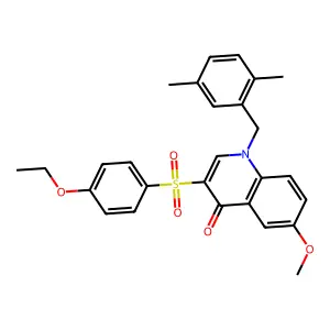 1-[(2,5-dimethylphenyl)methyl]-3-(4-ethoxyphenyl)sulfonyl-6-methoxyquinolin-4-one structure