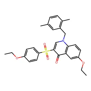 1-[(2,5-dimethylphenyl)methyl]-6-ethoxy-3-(4-ethoxybenzenesulfonyl)-1,4-dihydroquinolin-4-one structure