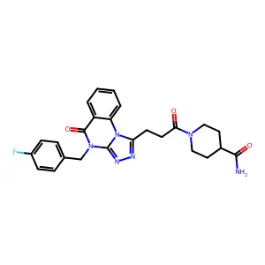 1-[3-[4-[(4-fluorophenyl)methyl]-5-oxo-[1,2,4]triazolo[4,3-a]quinazolin-1-yl]propanoyl]piperidine-4-carboxamide structure