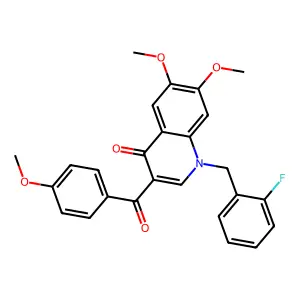 1-[(2-fluorophenyl)methyl]-6,7-dimethoxy-3-(4-methoxybenzoyl)-1,4-dihydroquinolin-4-one structure