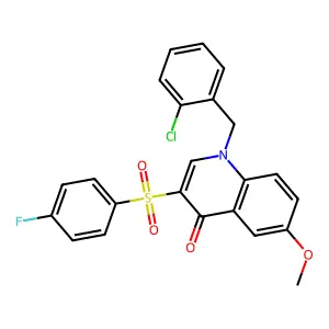1-[(2-chlorophenyl)methyl]-3-(4-fluorophenyl)sulfonyl-6-methoxyquinolin-4-one structure
