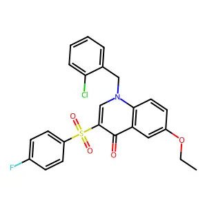 1-[(2-chlorophenyl)methyl]-6-ethoxy-3-(4-fluorophenyl)sulfonylquinolin-4-one structure