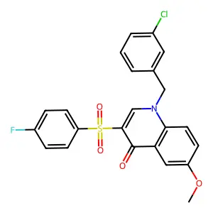 1-[(3-chlorophenyl)methyl]-3-(4-fluorophenyl)sulfonyl-6-methoxyquinolin-4-one structure