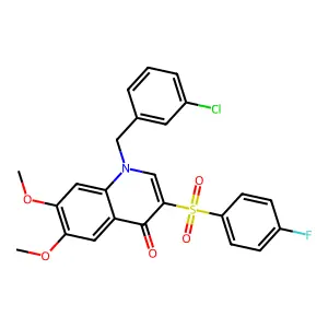 1-[(3-chlorophenyl)methyl]-3-(4-fluorophenyl)sulfonyl-6,7-dimethoxyquinolin-4-one structure