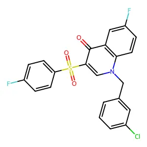 1-[(3-chlorophenyl)methyl]-6-fluoro-3-(4-fluorophenyl)sulfonylquinolin-4-one structure