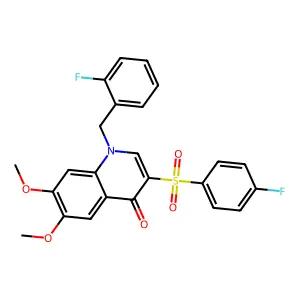 1-[(2-fluorophenyl)methyl]-3-(4-fluorophenyl)sulfonyl-6,7-dimethoxyquinolin-4-one structure