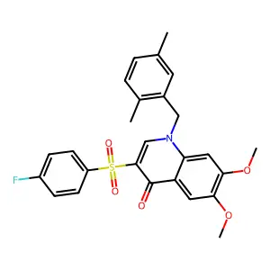 1-[(2,5-dimethylphenyl)methyl]-3-(4-fluorophenyl)sulfonyl-6,7-dimethoxyquinolin-4-one structure