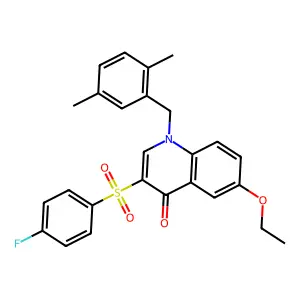 1-[(2,5-dimethylphenyl)methyl]-6-ethoxy-3-(4-fluorophenyl)sulfonylquinolin-4-one structure