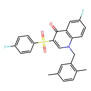 1-[(2,5-dimethylphenyl)methyl]-6-fluoro-3-(4-fluorophenyl)sulfonylquinolin-4-one structure