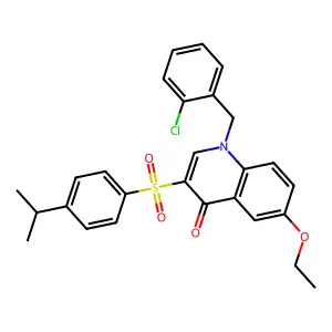 1-[(2-chlorophenyl)methyl]-6-ethoxy-3-(4-propan-2-ylphenyl)sulfonylquinolin-4-one structure
