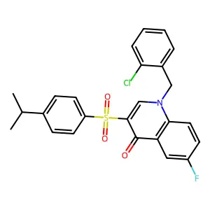 1-[(2-chlorophenyl)methyl]-6-fluoro-3-(4-propan-2-ylphenyl)sulfonylquinolin-4-one structure
