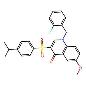 1-[(2-fluorophenyl)methyl]-6-methoxy-3-(4-propan-2-ylphenyl)sulfonylquinolin-4-one structure