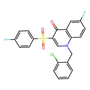 1-[(2-chlorophenyl)methyl]-6-fluoro-3-(4-fluorophenyl)sulfonylquinolin-4-one structure