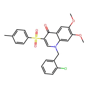 1-[(2-chlorophenyl)methyl]-6,7-dimethoxy-3-(4-methylphenyl)sulfonylquinolin-4-one structure